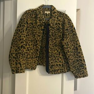 Madewell leopard print boucle , zipper jacket